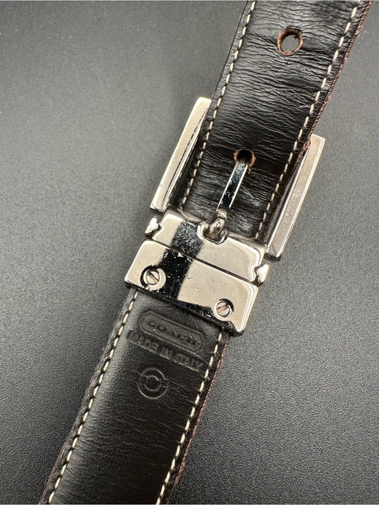 Coach Signature Jacquard Reversible Belt – Y2K Vintage, Brown/Black, Silver Buck main image 9